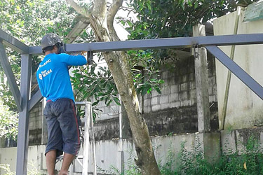 Installing our home made swing benches